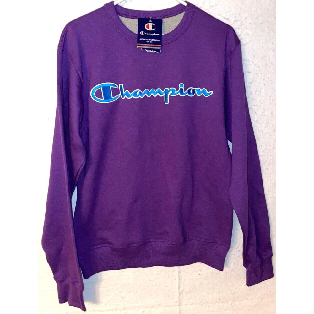 Champion Sweatshirt Womens S Long Sleeve Crew Neck Logo Purple NWT